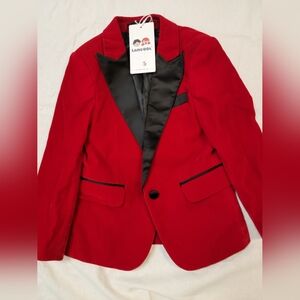 Red Black Velvet Tuxedo Blazer Jacket 5y